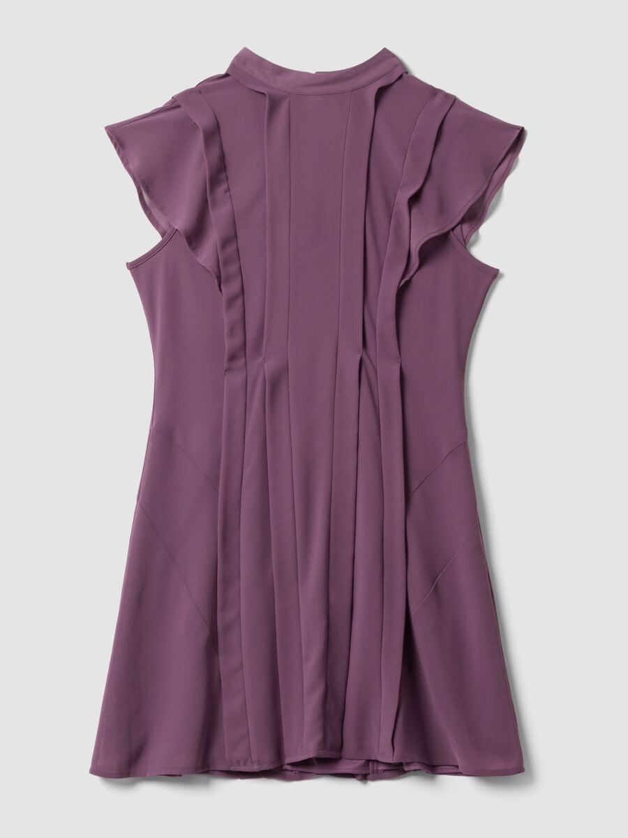 Purple relaxed-fit dress with short ruffle sleeves_4