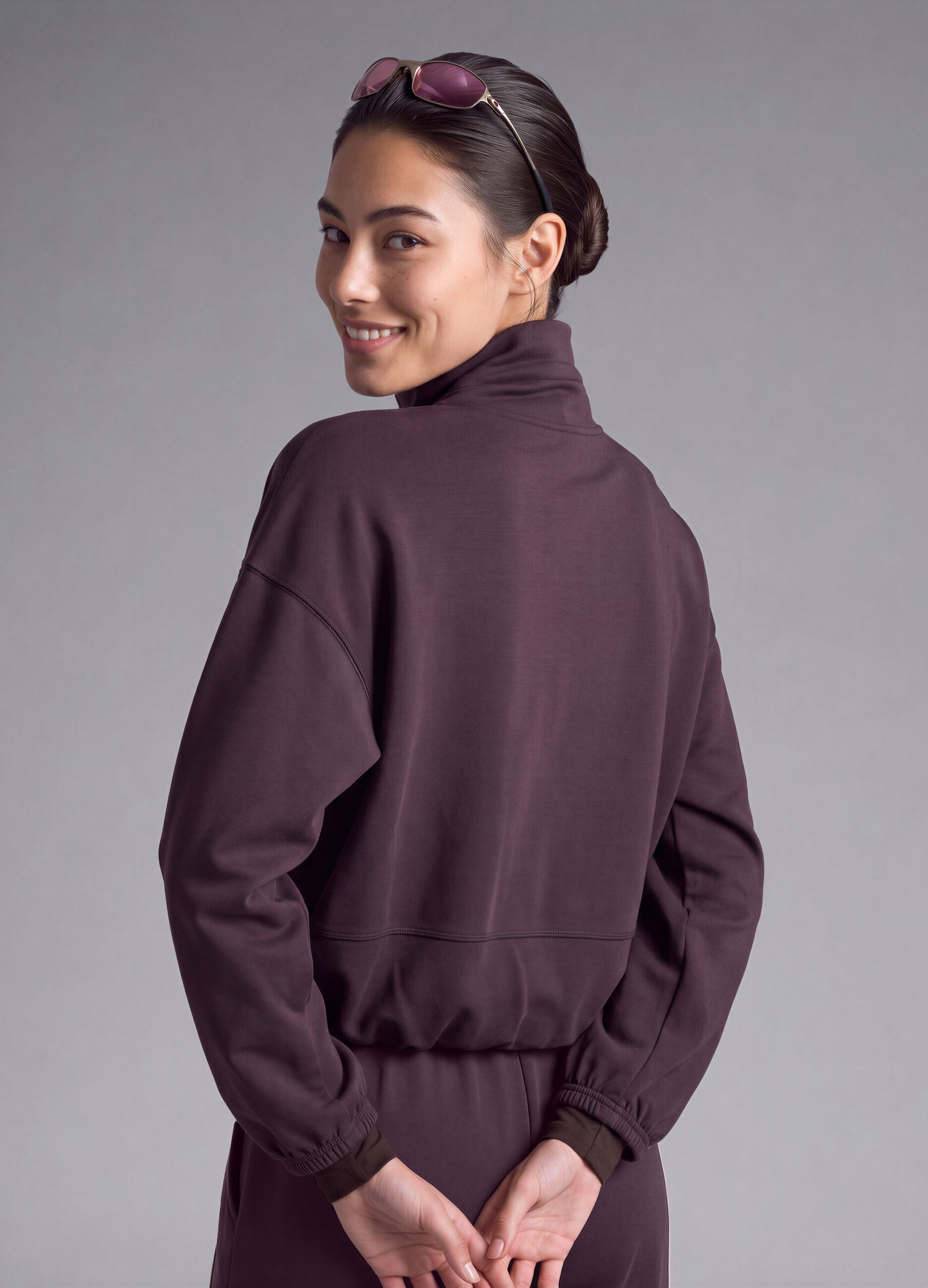 Full-zip viola corta in tessuto soft-touch con collo rialzato ALTAVIA STUDIO