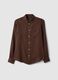 Brown pure linen long-sleeve shirt regular fit_4