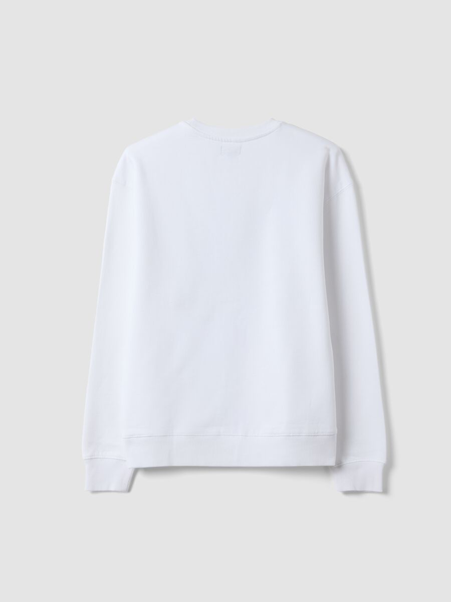 Wei&szlig;es Sweatshirt aus reiner Baumwolle mit Rundhalsausschnitt und Print_1