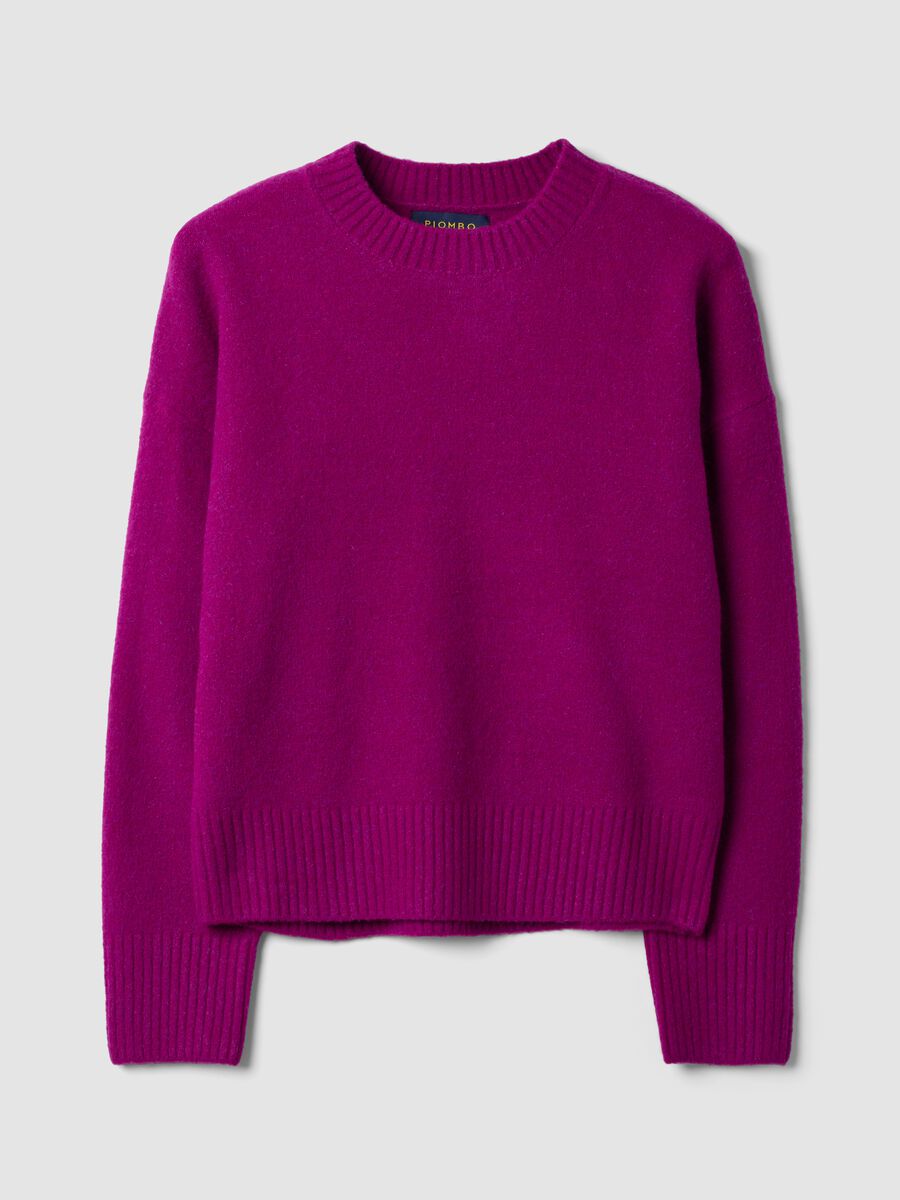 Camisola rosa em l&atilde; el&aacute;stica com decote redondo_0