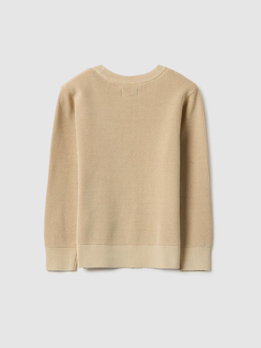 Child's regular fit beige crew neck pure cotton jumper_4