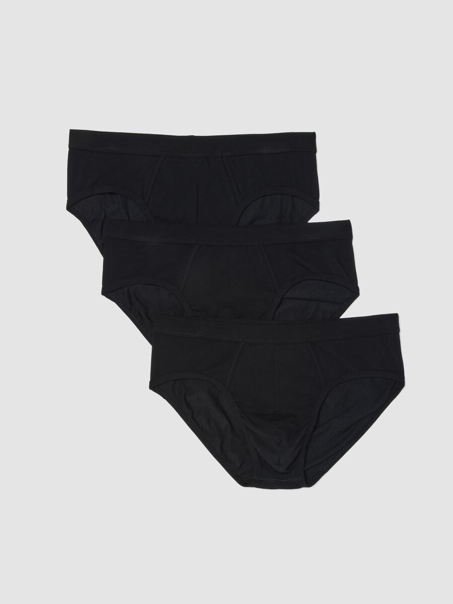 Pack of 3 black stretch cotton briefs, regular fit_4