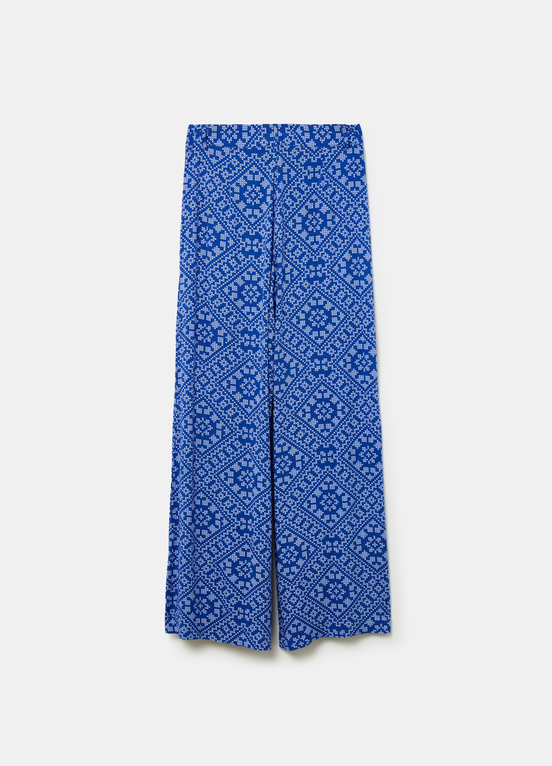 Flare-fit trousers in viscose with print