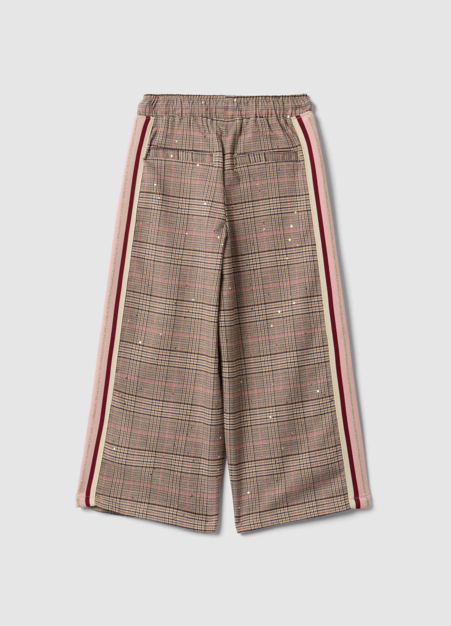 Girls&rsquo; multicolour stretch viscose checked culotte trousers