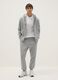 Grey cotton blend regular fit hoodie with zip_1