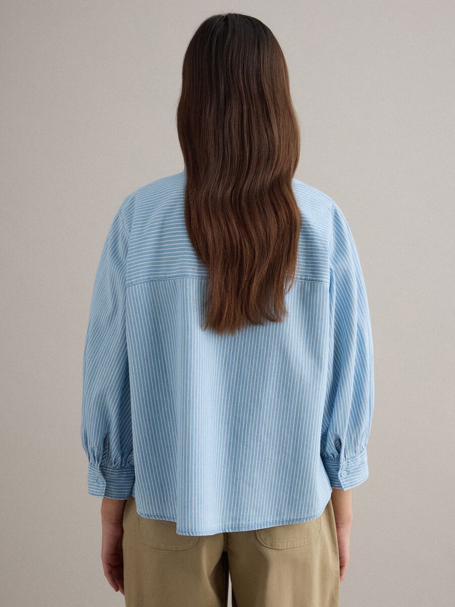 Blue striped cotton shirt, regular fit_2