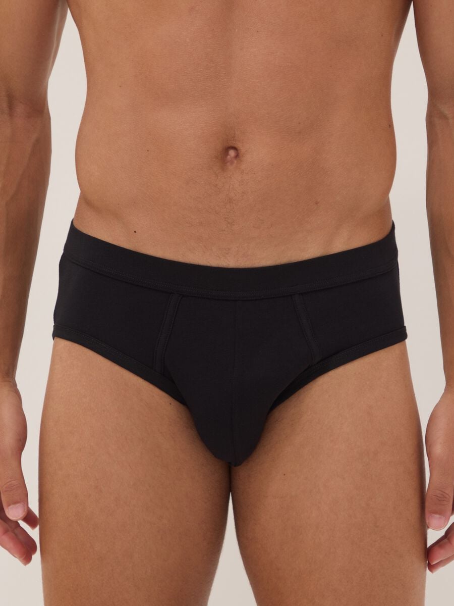 3er-Pack schwarze Slips aus extrafeiner Stretch-Baumwolle_1