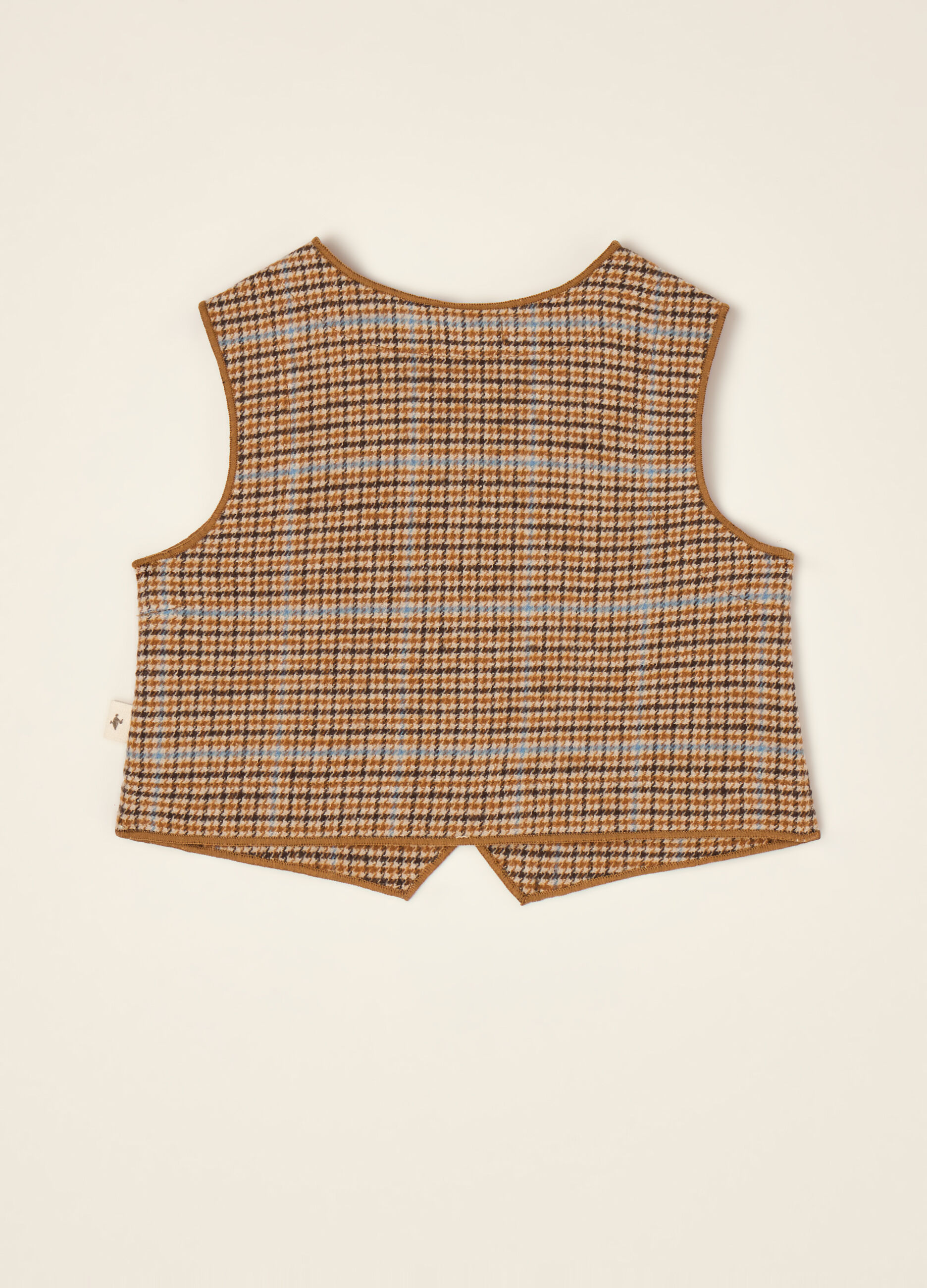 Brown checked cotton-blend crew-neck gilet