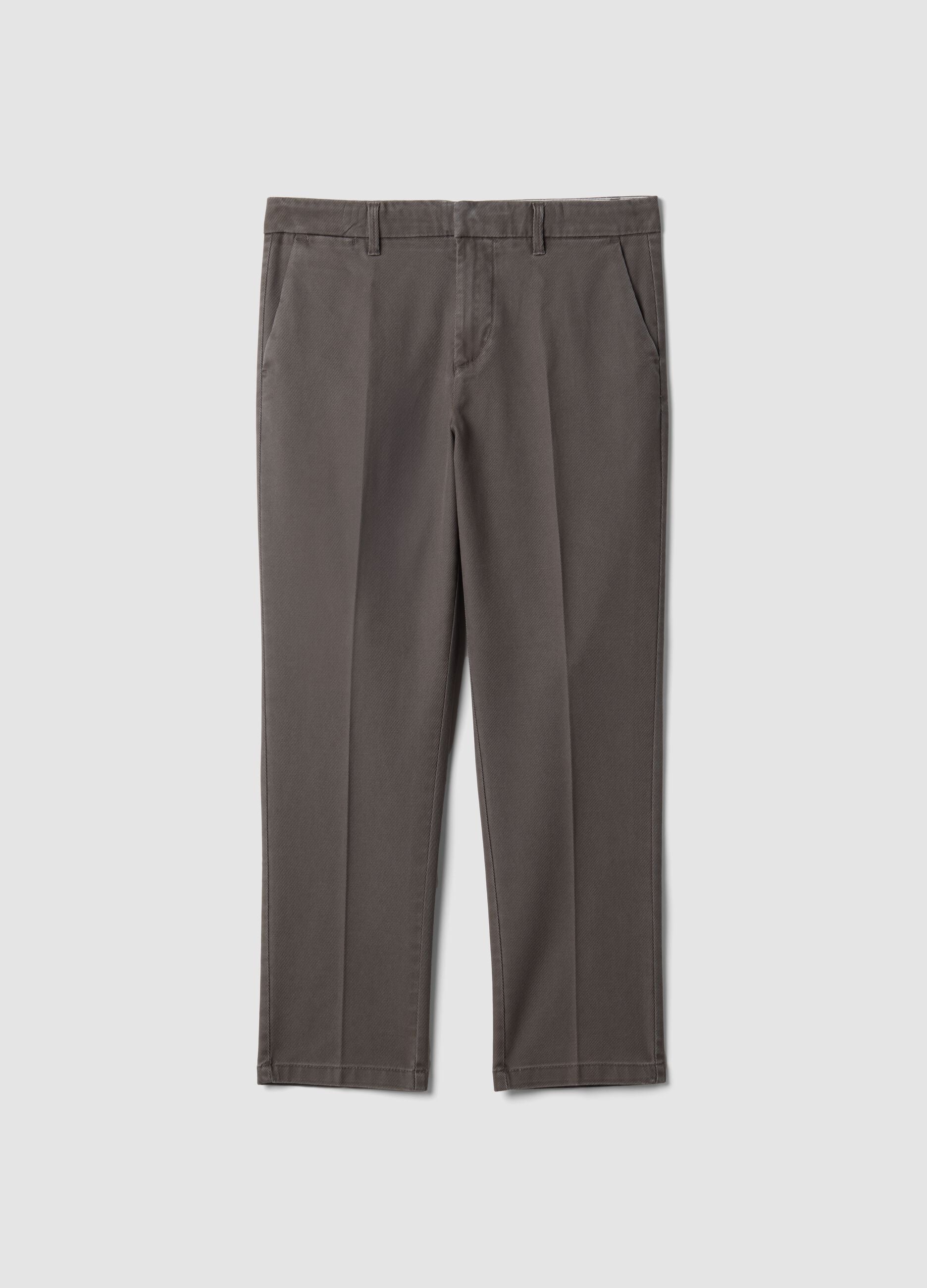 Grey regular tapered-fit stretch cotton twill chinos