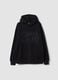 Black cotton-blend hoodie with embossed print_0