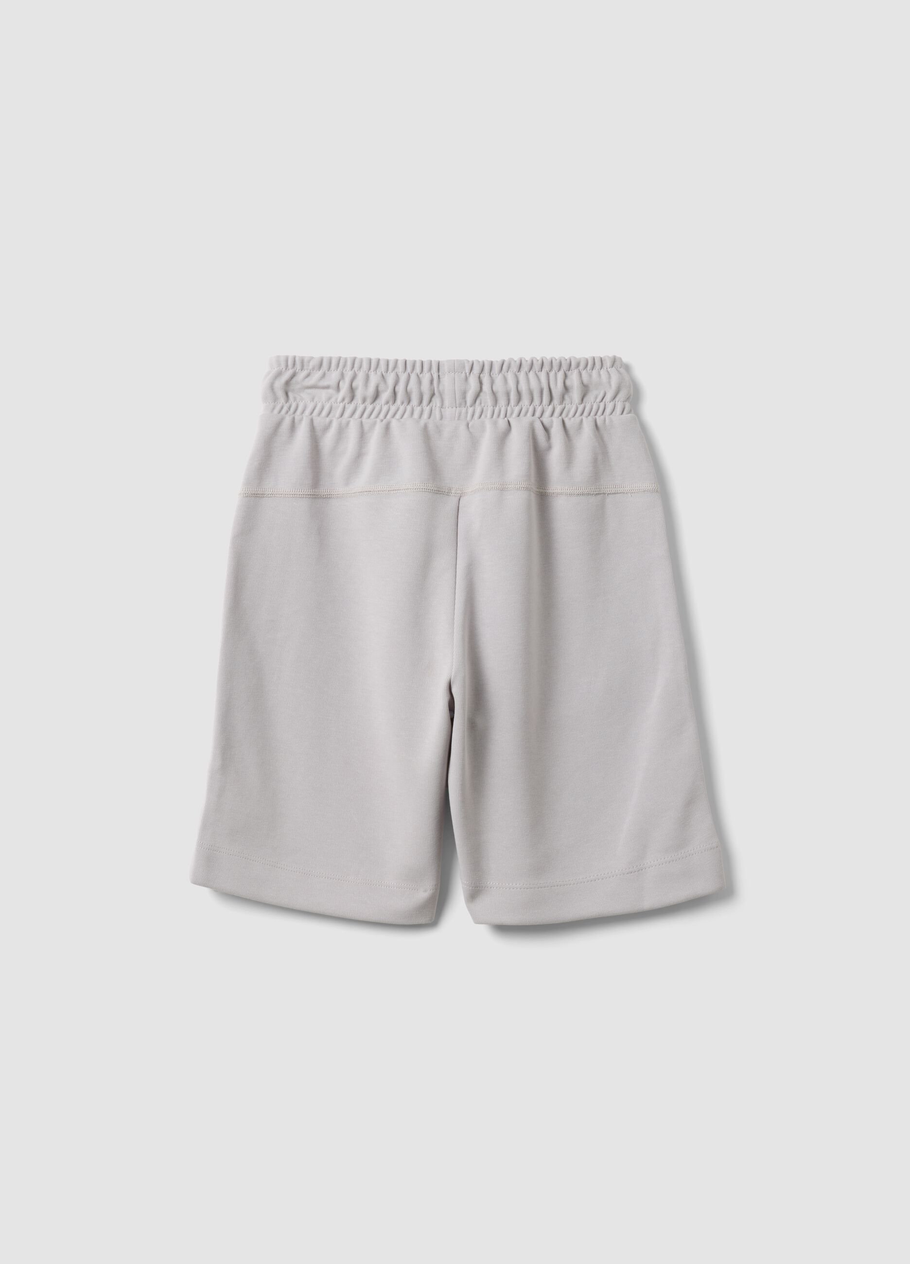 Graue Bermuda-Shorts aus Baumwollmischung mit elastischem Bund