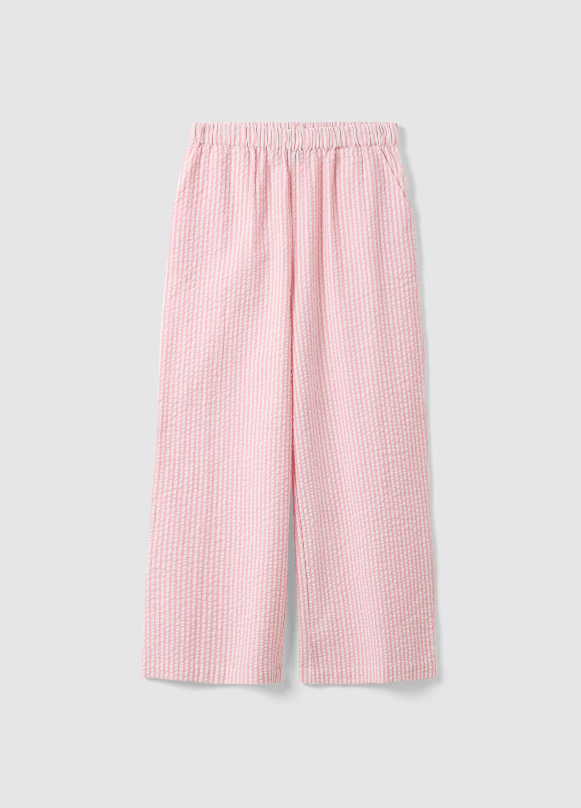 Multicoloured striped pure cotton pyjama trousers in regular fit