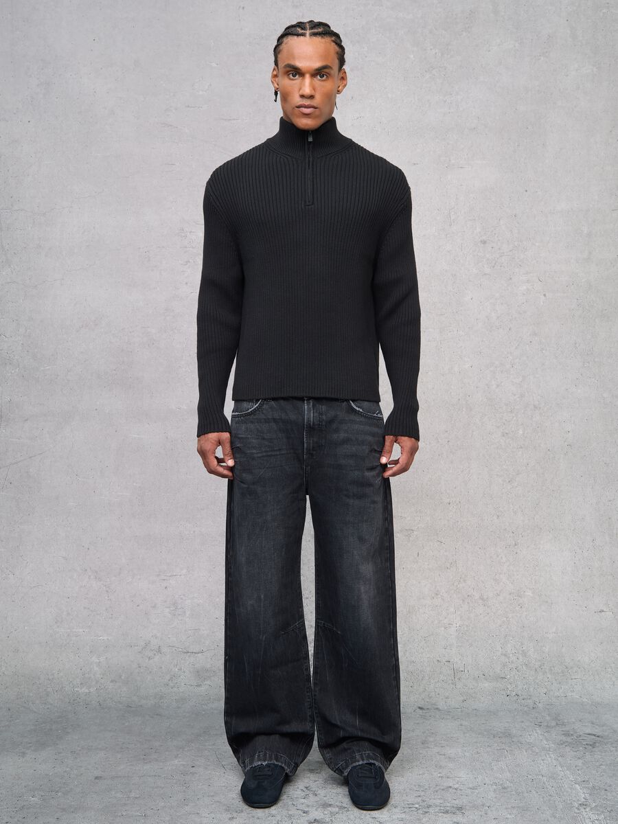 Half-Zip Ribbed Knit Black_3