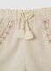 Baby girls&rsquo; beige regular-fit shorts in cotton with fringe_2