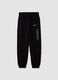 Black pure organic cotton joggers with check print, relaxed fit_0