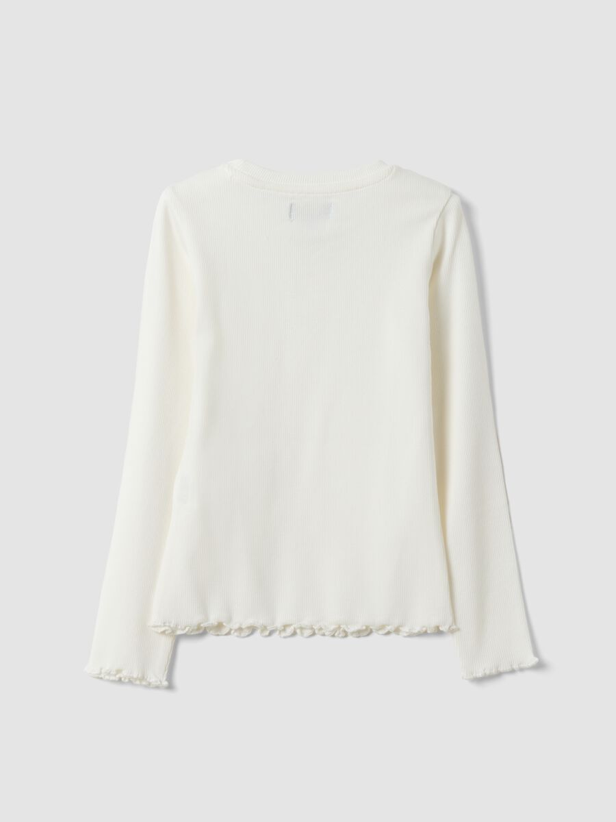 White ribbed organic stretch cotton T-shirt_1