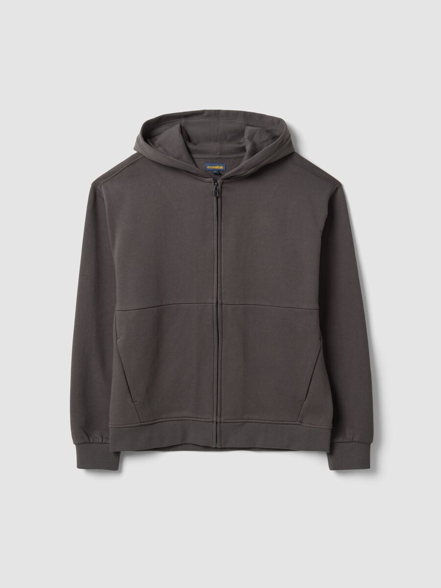 Grey organic cotton zip-up hoodie for boys, relaxed fit_0