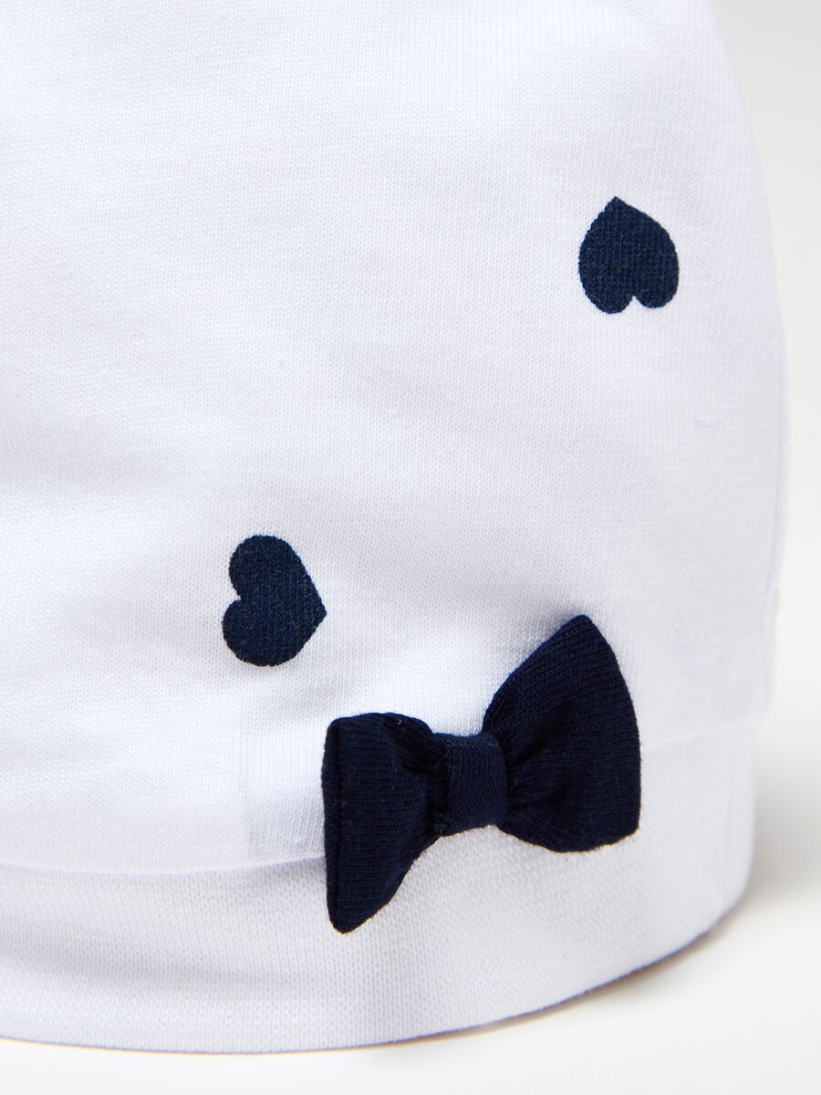 Organic cotton hat with bow and print_2