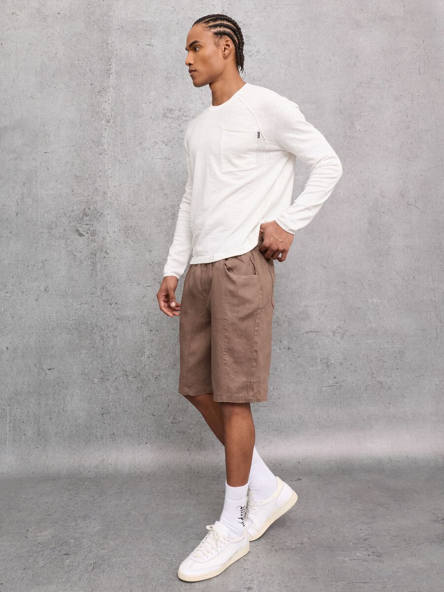 100% Linen Shorts in Mocha_4