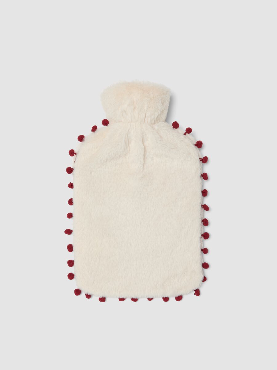 Soft white hot water bottle with Christmas embroidery_1