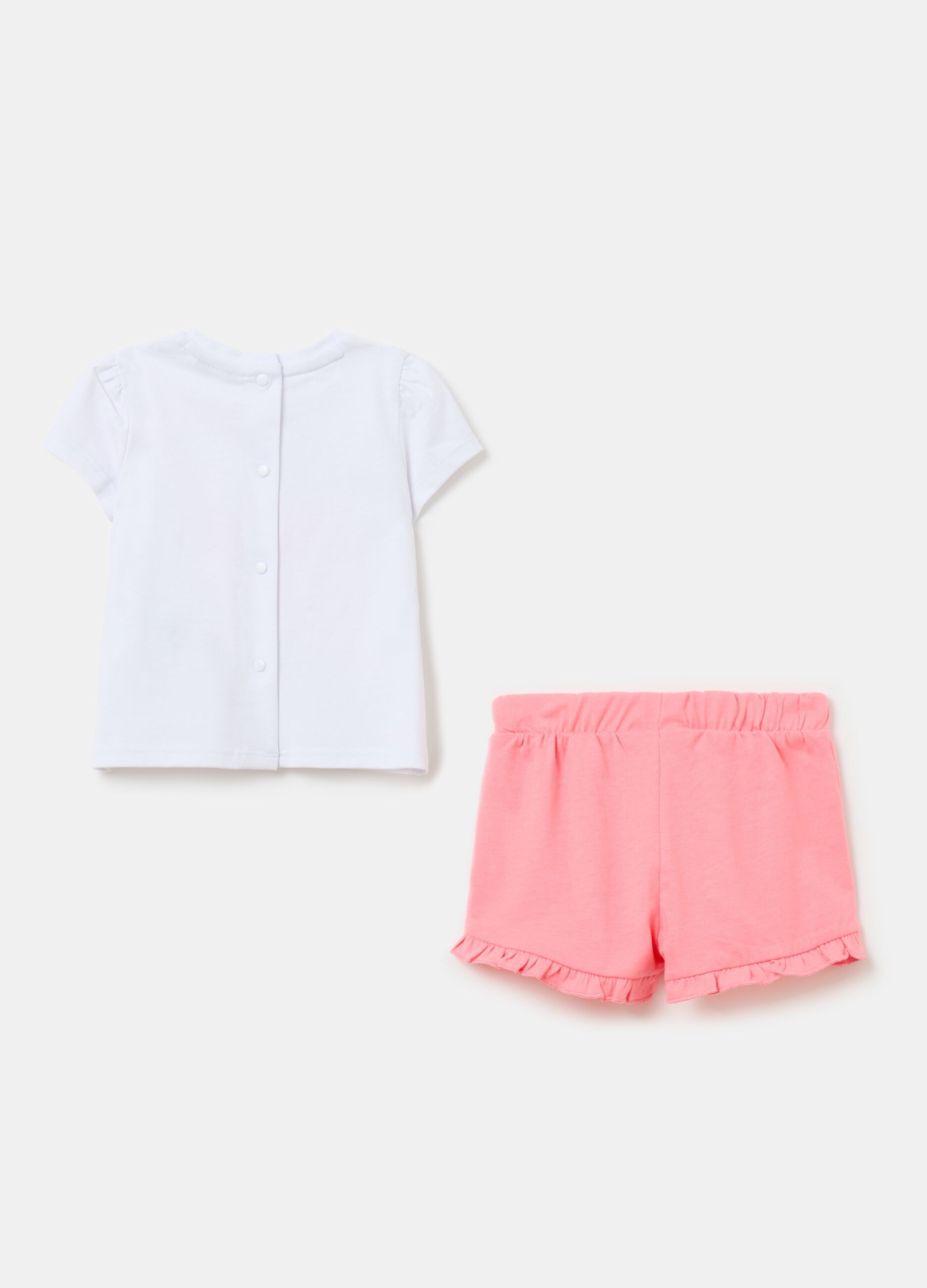 T-shirt and shorts set in organic cotton with print