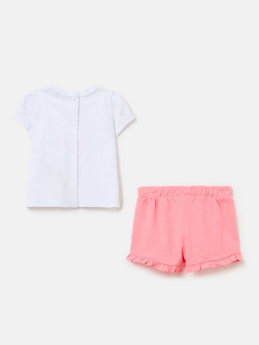 T-shirt and shorts set in organic cotton with print_1