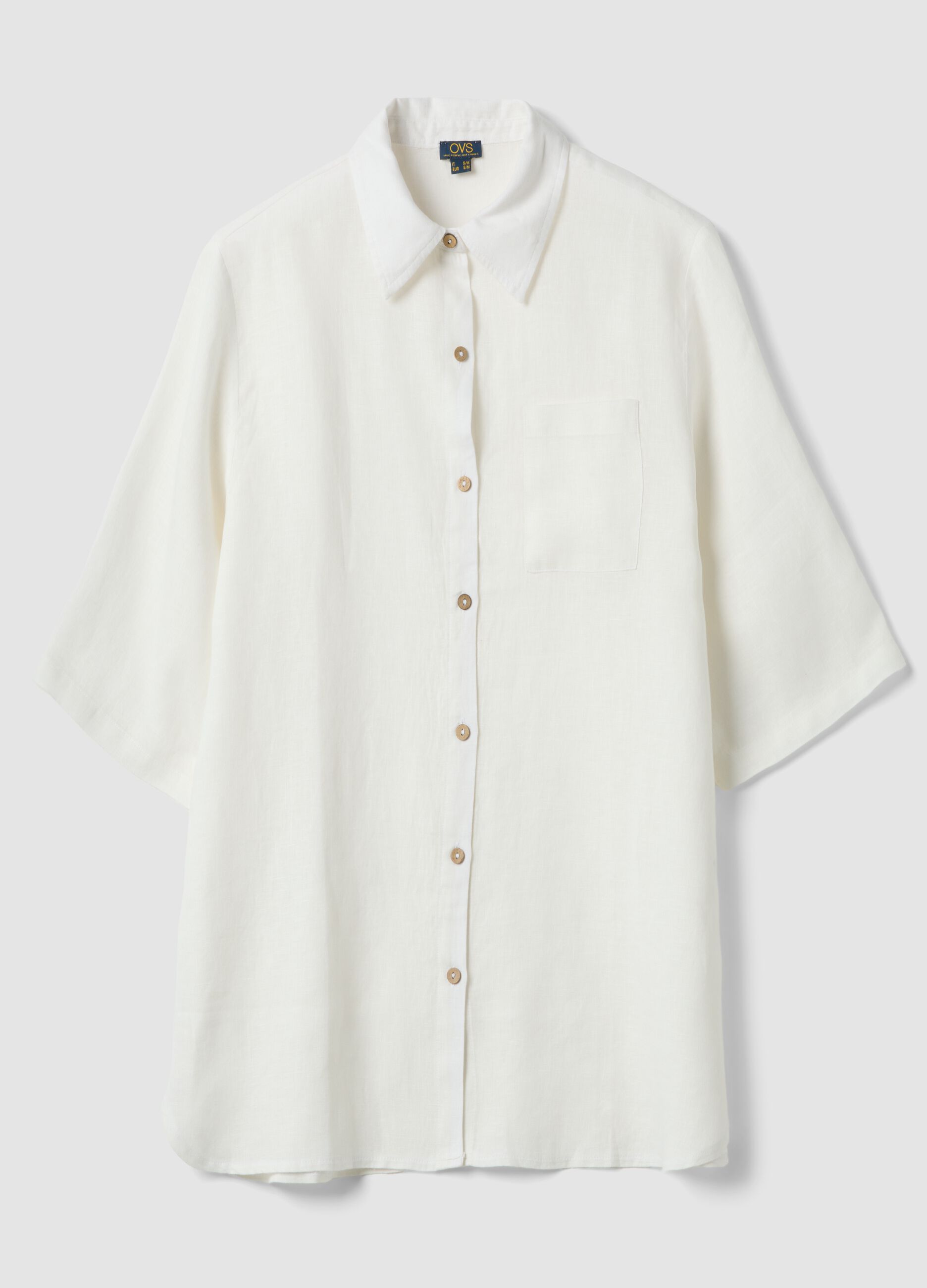 Long white pure linen beach cover-up