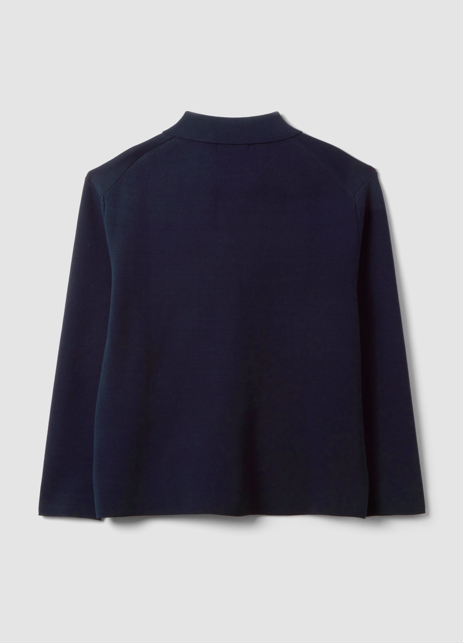 Blue regular-fit cotton-blend cardigan with collar