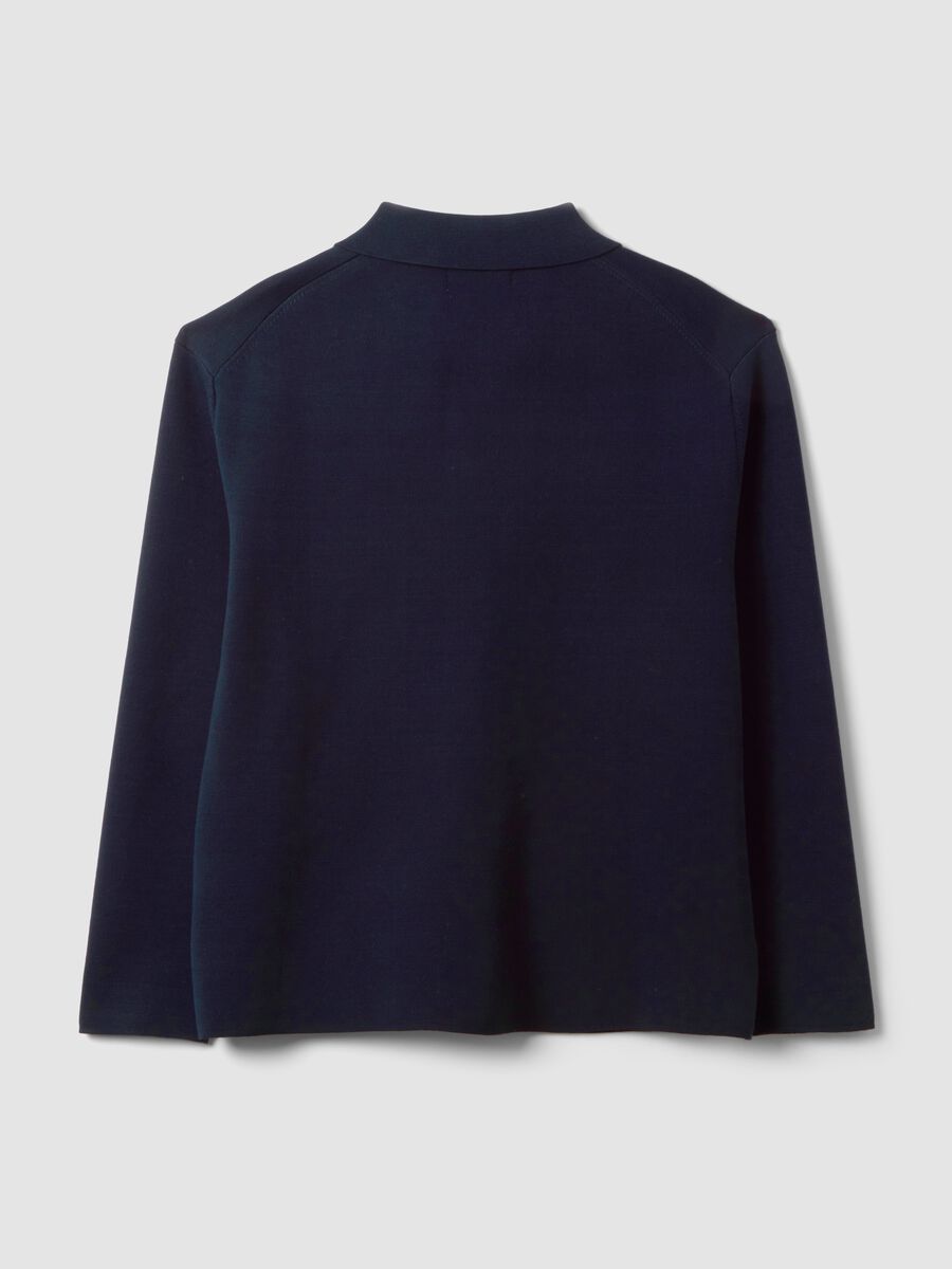 Blue regular-fit cotton-blend cardigan with collar_6