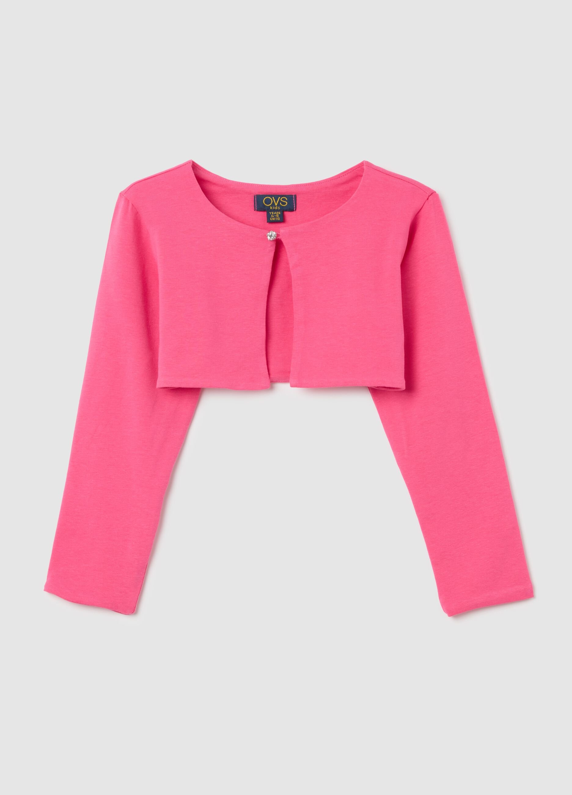 Pink long-sleeve cotton stretch T-shirt OVS Kids
