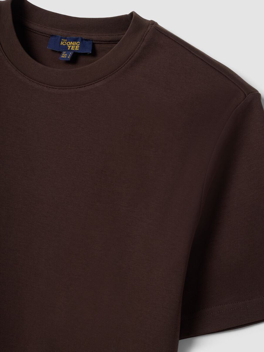 Brown pure cotton short-sleeve regular-fit T-shirt_2