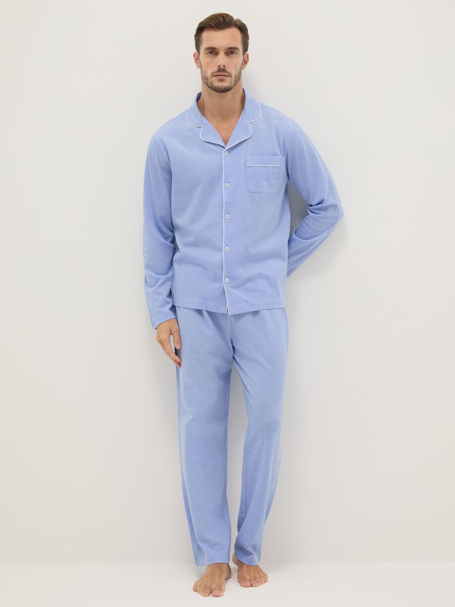 Regular fit blue pure cotton pyjamas_0