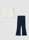 Completo jogging bianco in puro cotone con stampa gattino_1