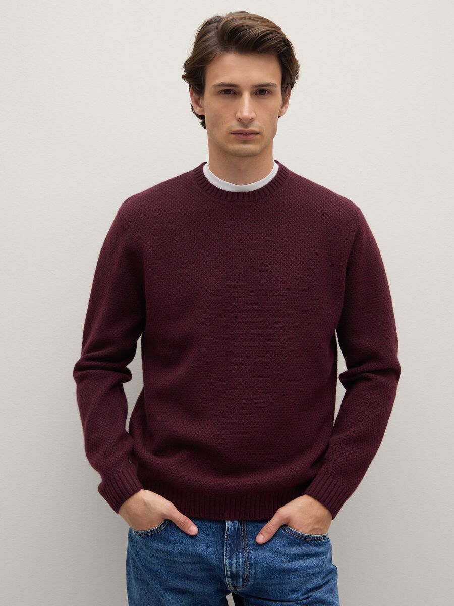 Red Regular Fit Pure Wool Sweater_1