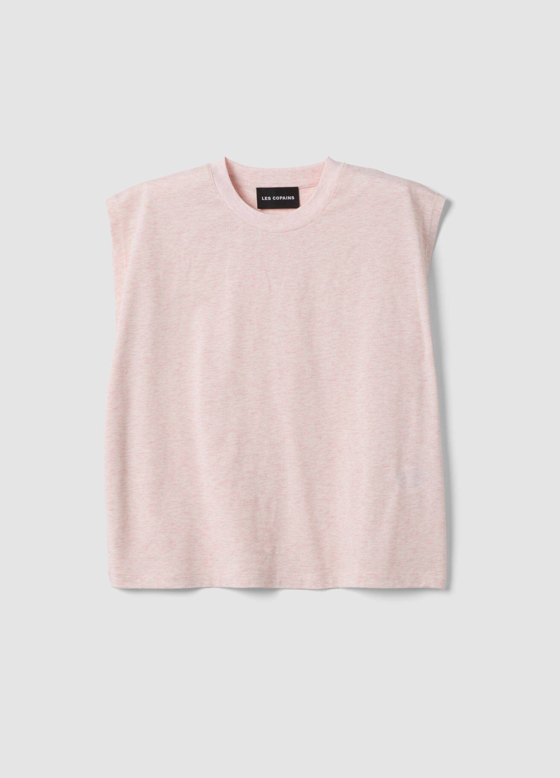 Pink short-sleeve T-shirt in lyocell and cotton blend