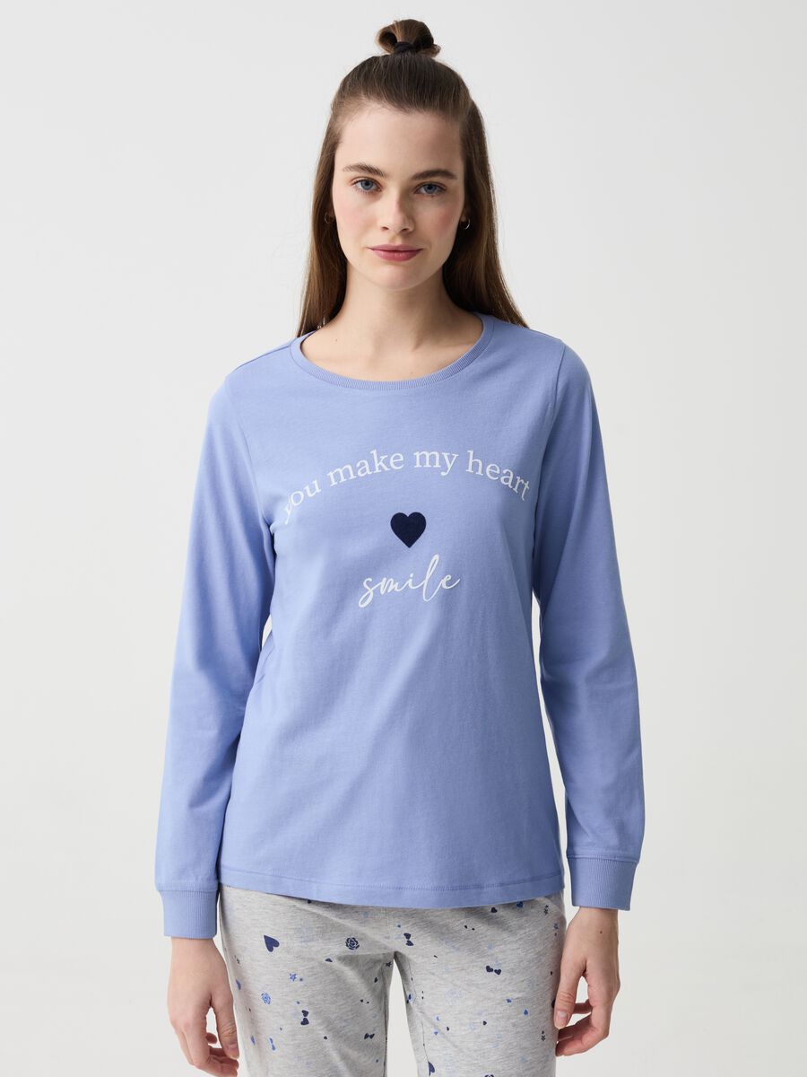Pyjama top with heart and lettering print_0