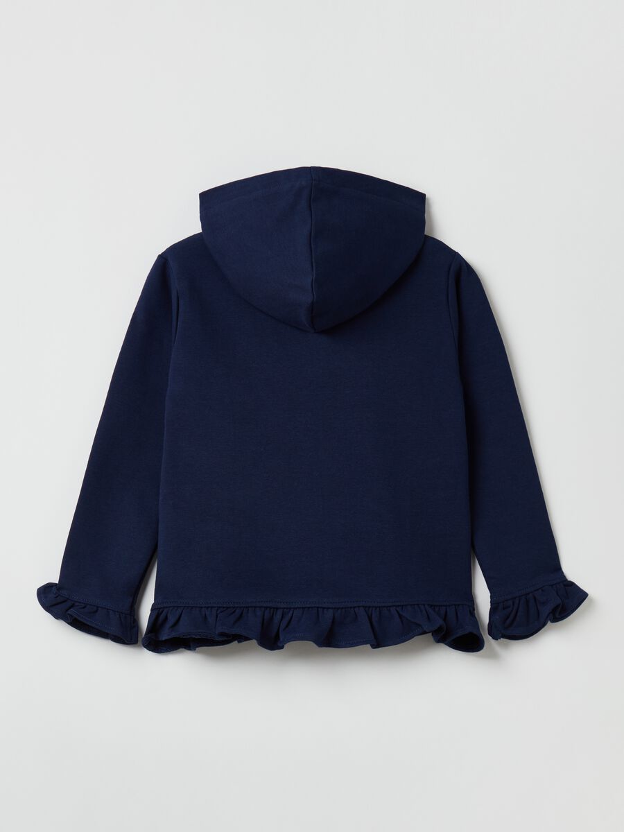 Full-zip hoodie with hood and ruffles_1