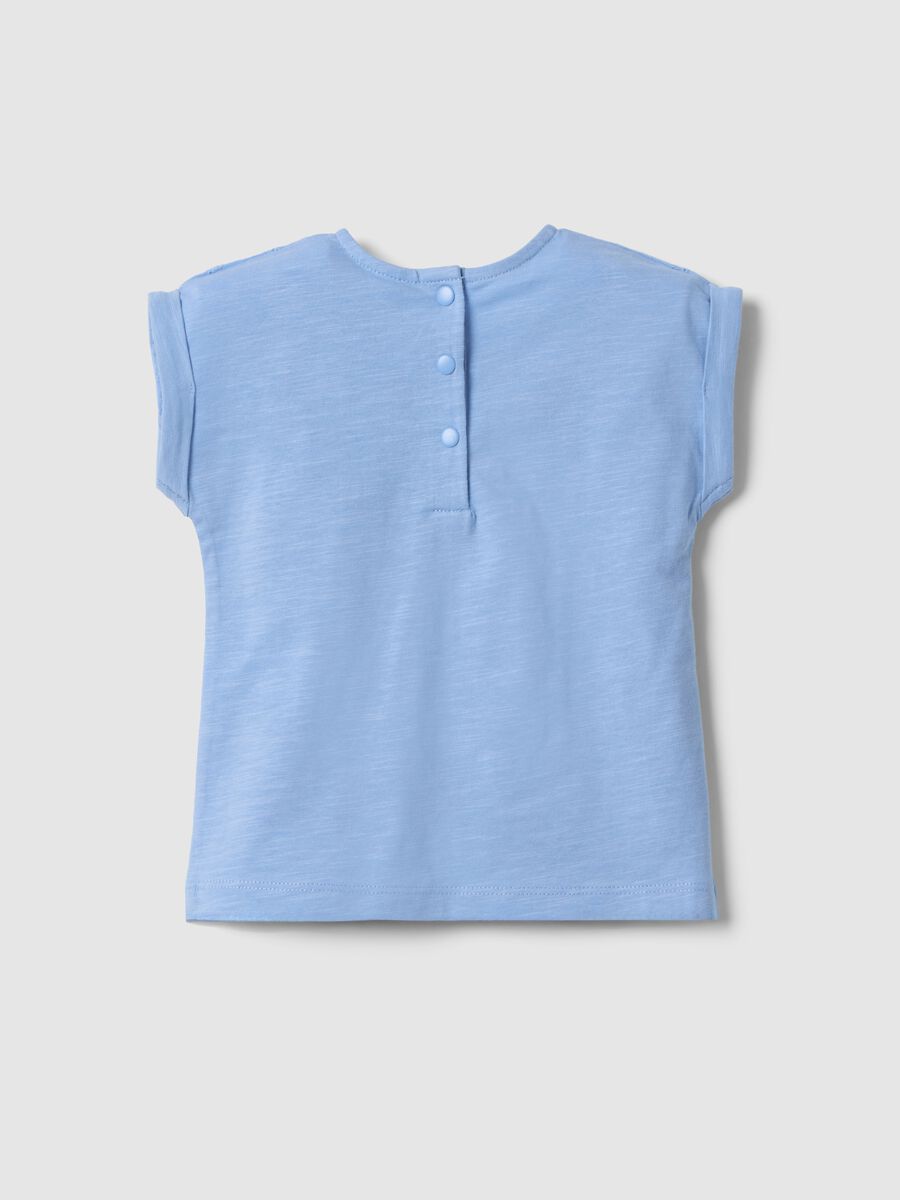 T-shirt in puro cotone azzurra da bimba regular fit con ricami_1