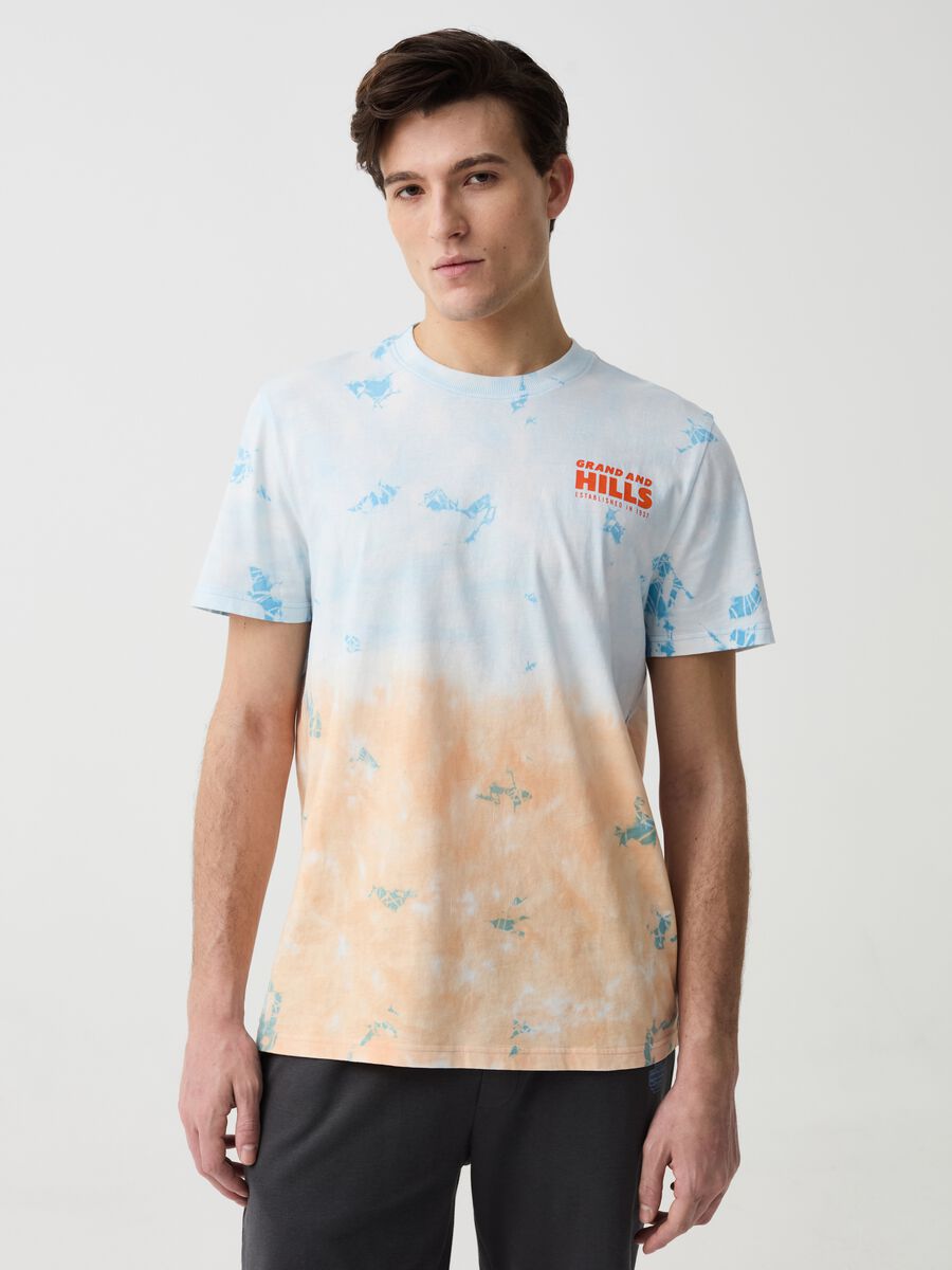 Tie-dye T-shirt with print_0