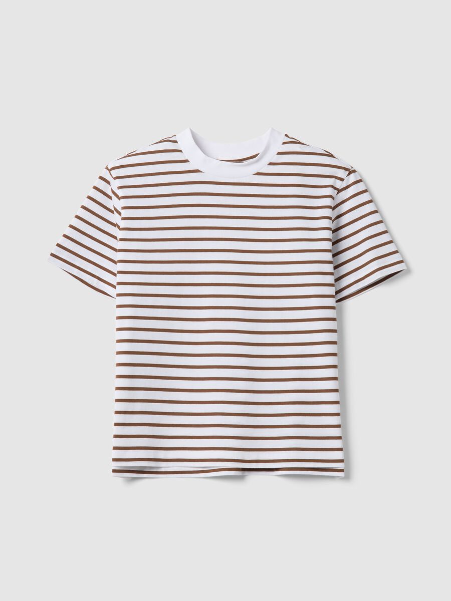 Striped Multicolour Crew-Neck T-Shirt in Pure Cotton, Regular Fit_0