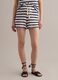 Blue and white striped stretch cotton crochet shorts, regular fit_1