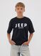 Black pure cotton short-sleeve T-shirt with Jeep slogan_0