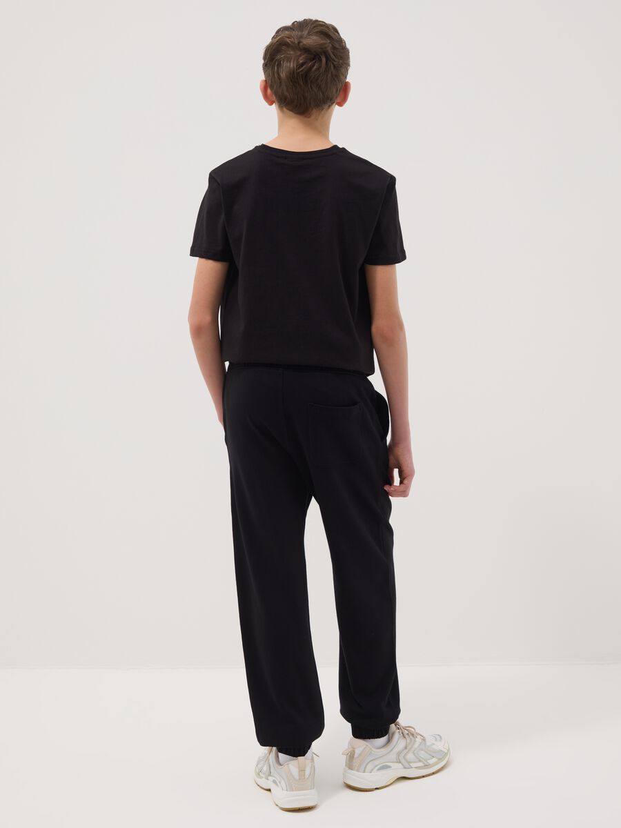 Boys' regular fit pure cotton black jogger trousers_2