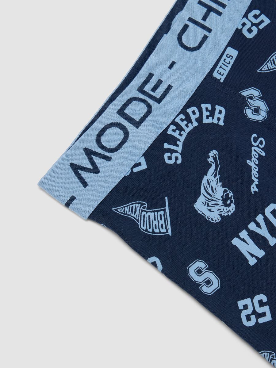 Boxer midi blu in cotone organico elasticizzato con stampa per bambino e ragazzo_2