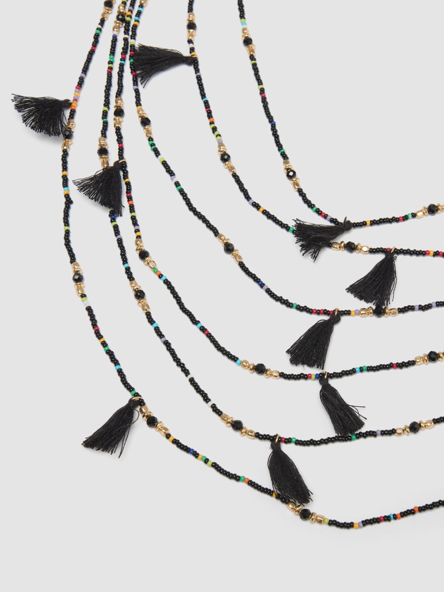 Multicolour necklace with black tassels_2
