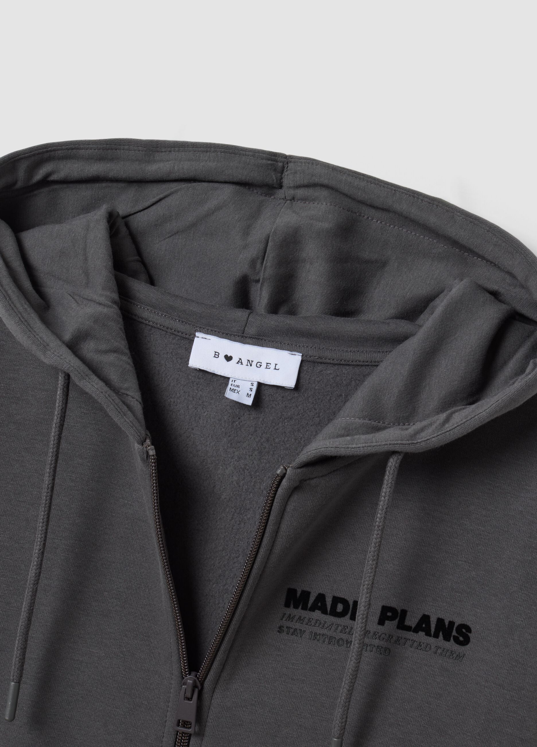 Grauer Hoodie aus Baumwollmix mit Kapuze und relaxed-fit Schriftzug