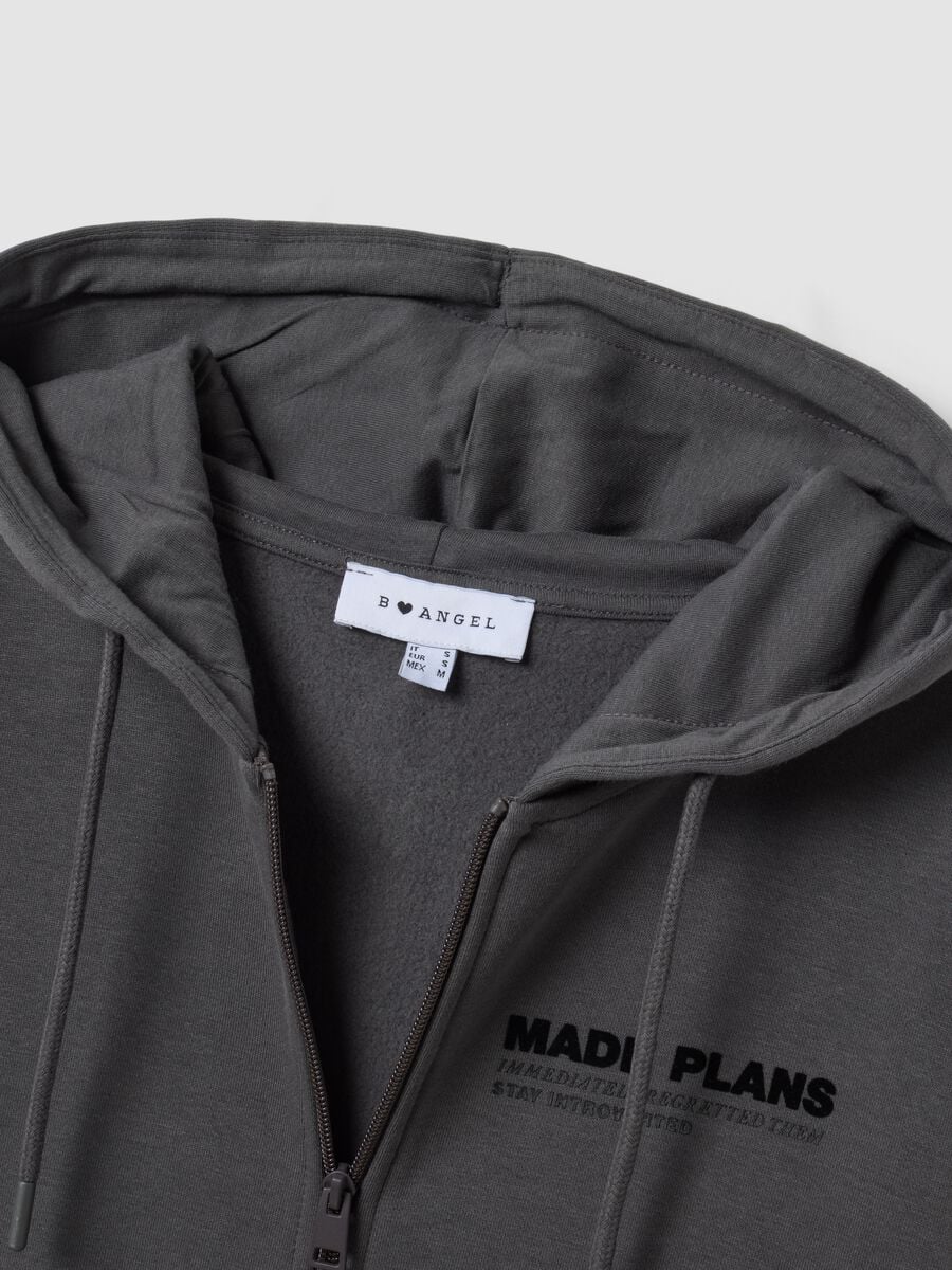 Grey cotton-blend hoodie with relaxed-fit slogan_5