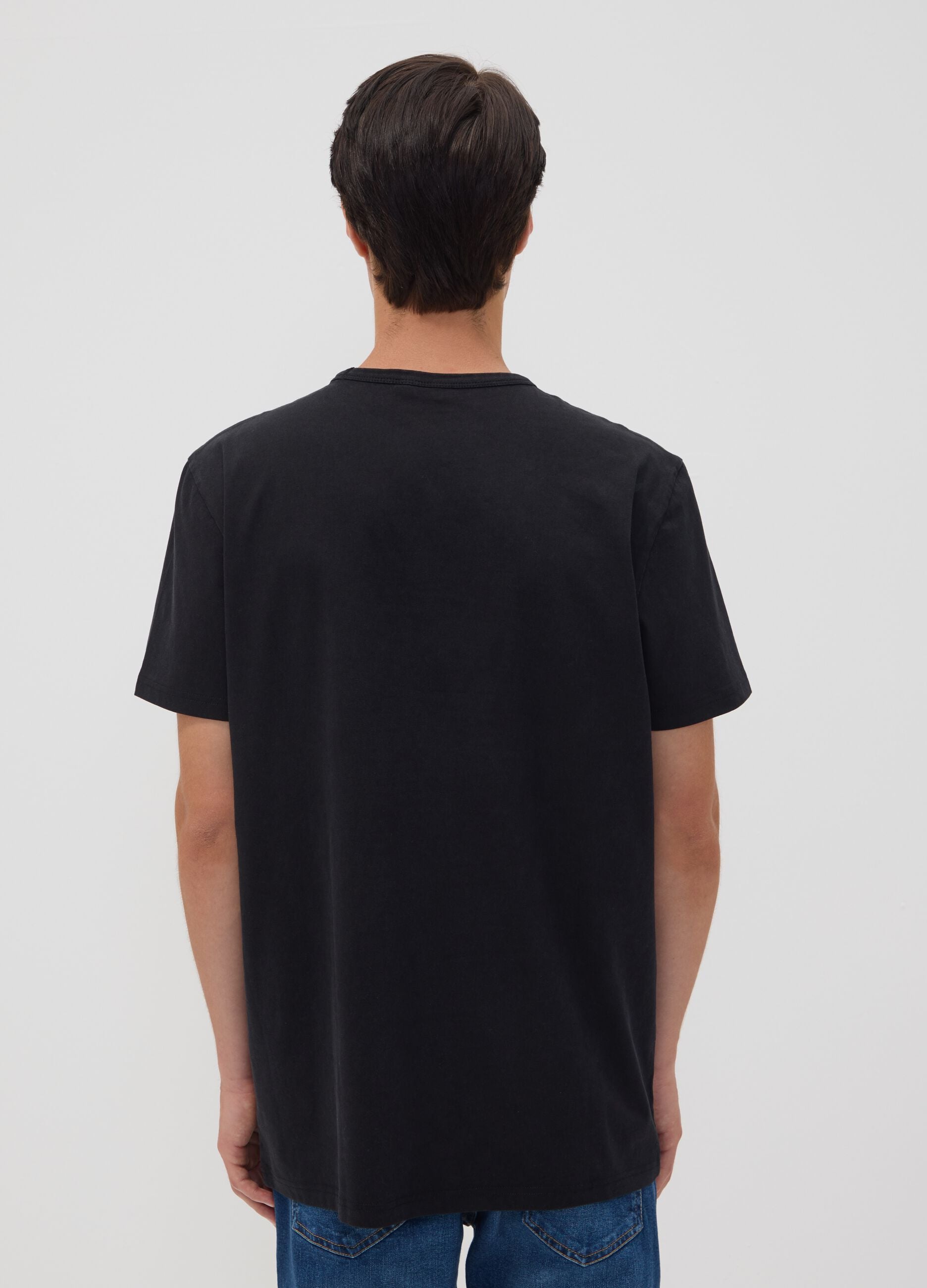 Black pure cotton T-shirt with Pink Floyd print