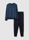 Regular Fit Pyjama aus blauem, reinem Baumwolle_4